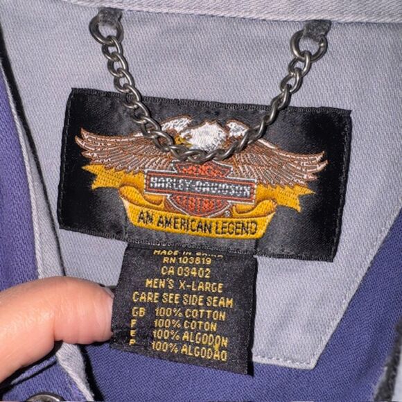 Harley Davidson Shirt Mens XL Short Sleeve Motorcycle Mechanic Button Up - Picture 4 of 4